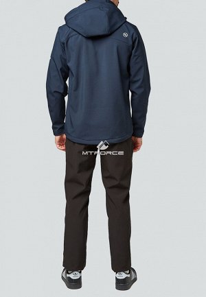 Мужской осенний весенний костюм спортивный softshell темно-синего цвета 01942TS