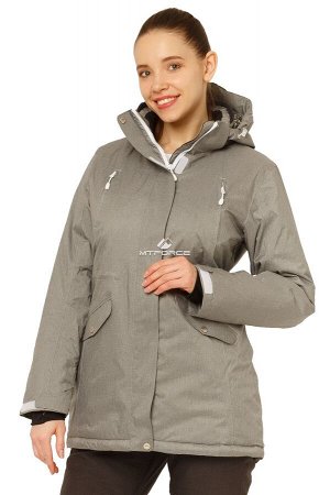 Женская зимняя горнолыжная куртка большого размера серого цвета 1783Sr