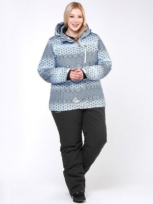 Женский зимний костюм горнолыжный большого размера серого цвета 01830Sr