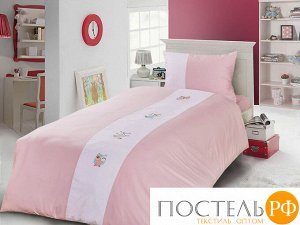 145150574-26Vc КПБ Primavelle 1,5 спальный сатин с вышивкой, наволочки 52х74 Vetta розовый + белый (Подарочная Коробка)