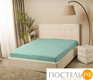 Простыня VIOLETT трикотажная на резинке 160x200х25 бирюзовый