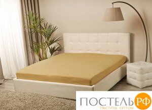 Простыня MELANGE трикотажная  на резинке 140x200х25 горчица