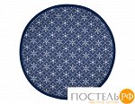 Декоративная подушка (сидушка) на липучке круглая  рогожка &quot;Снежинки синие&quot; d=38