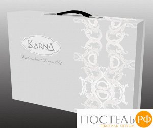 5124/4 Постельное белье KARNA сатин с вышивкой "TERA" 300.TC (Евро) Серый (Подарочная Коробка)