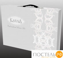 5125/1 Постельное белье KARNA сатин с вышивкой "VALENCIA" 300.TC (Евро) Кремовый (Подарочная Коробка)