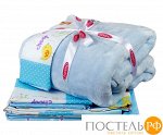 H0000151 КПБ детское поплин с покрывалом &quot;ZOO&quot;, голубое, 100% Хлопок, Покрывало - 100%Полиэстер