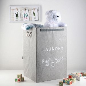 Корзина для белья складная с крышкой Laundry, 37,5?34,5?60 см, цвет МИКС