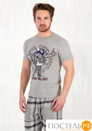 Мужские домашние брюки с футболкой Happy people HP_3113+3114 Серый 54