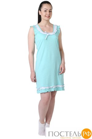 Сорочка ночная женская "Лера" (64), 80-Р 54 Цвет: Светло-Бирюзовый, Белый