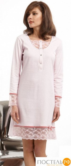 Женская ночная сорочка с отделкой красивым кружевом Vilfram V_5729 Розовый 50