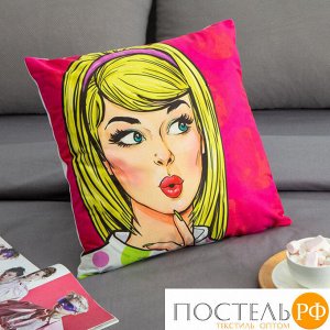 Наволочка декоративная Этель Красотки "Blondy" 42 х 42 см, велюр   4367237