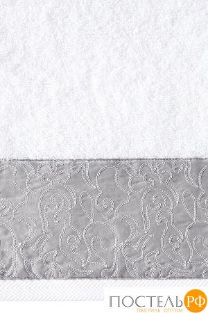 Полотенце с вышивкой  "CASTELLO" ТМ "BOVI" 100% хлопок, 550г/м2  р-р: 30 x 50см, цвет:  белый/серый