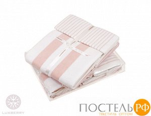 Комплект "COTTAGE" из 3 полотенец, р-р: (30x50,50х100,70х140)см, цвет: белый/розовый