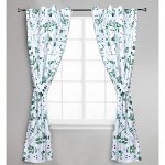 Шторы для кухни &quot;Доляна&quot; Eucalyptus 150*180 см- 2 шт, подхваты - 2 шт, 164г/м2, 100% хл