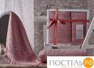 1687 Комплект махровых полотенец "KARNA" ESRA 50x90-70х140 см  Розовый