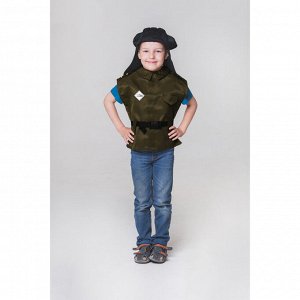 Детский карнавальный костюм "Танкист", жилет, шлем, 5-7 лет, рост 110-122 см