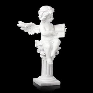 Сувенир полистоун "Белоснежный ангел с книгой на колонне" 30,5х18х17,5 см