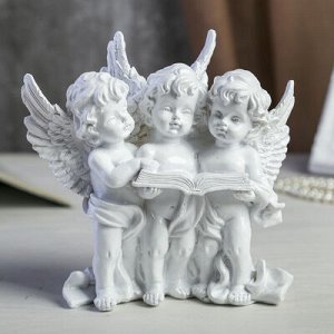 Сувенир полистоун "Три белоснежных ангела с книгой" 16х16,5х8 см