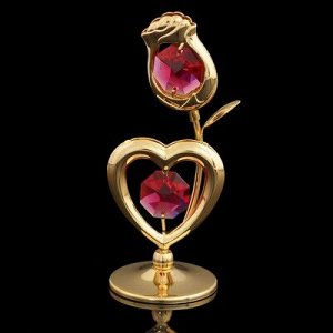 Сувенир «Роза с сердцем», 3?3?8 см, с кристаллами Сваровски
