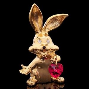 Сувенир «Кролик с сердцем», 2,5?2?5,5 см, с кристаллами Сваровски