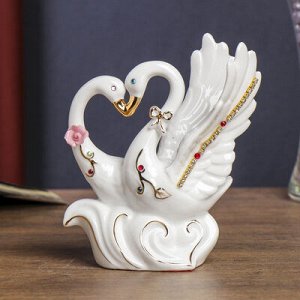 Сувенир керамика "Влюблённые лебеди" стразы 15х11х6 см