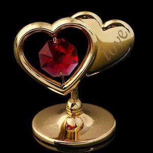 Сувенир «Два сердца», 4,5?4,5?3 см, с кристаллами Сваровски