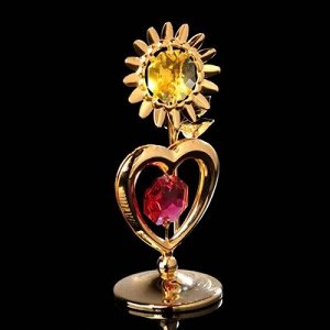 Сувенир «Сердце с солнцем», 3?3?8 см, с кристаллами Сваровски