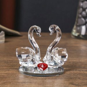 Сувенир стекло "Лебеди с сердцем" 5,5х6х6,5 см
