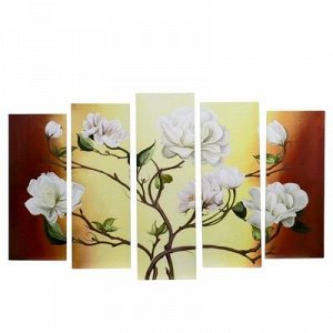 Модульная картина на подрамнике "Цветы на ветках" 2-25*63; 2-25*71; 1-25*80: 125х80