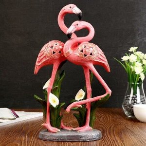 Сувенир полистоун "Розовые фламинго с каллами" 39,5х23,5х10,8 см