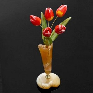 Сувенир «Тюльпаны в вазе», 5 цветков, 11?17.5 см, селенит