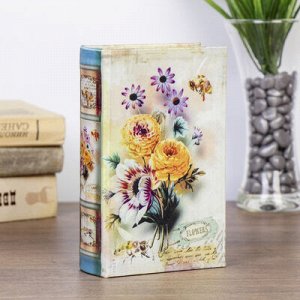 Сейф-книга дерево шёлк "Нежные цветы с пчелами" 17х11х5 см