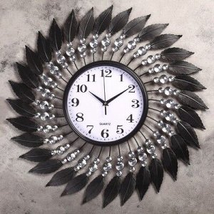 Часы настенные, серия: Ажур, Спираль с кристаллами, белые, d=59 см