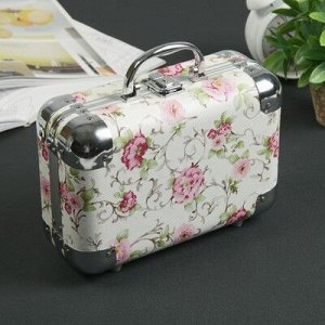 Шкатулка металлокаркас чемодан "Розовые розы" 17х24х9,5 см