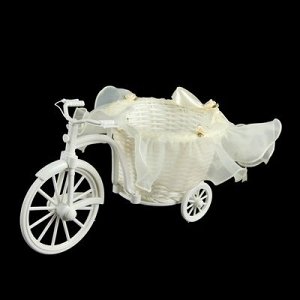 Корзина декоративная "Велосипед с корзиной в рюшах и цветах" 17,5х27х15 см