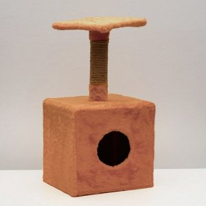 Домик с когтеточкой "Куб"30 х 30 х 62 см, с подставкой, микс цветов