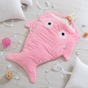 Одеяло (конверт) для детей "Акула" цв.розовый, 48*83 см, чехол п/э, подклад хл.