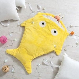 Одеяло (конверт) для детей "Акула" цв.желтый, 48*83 см, чехол п/э, подклад хл.