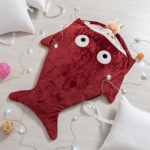 Одеяло (конверт) для детей "Акула" цв.красный, 48*83 см, чехол п/э, подклад хл.