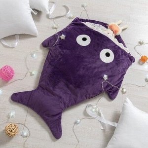Одеяло (конверт) для детей "Акула" цв.фиолетовый, 48*83 см, чехол п/э, подклад хл. 43572