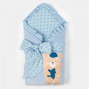 Конверт-одеяло "Мишка", голубой, 50-62см