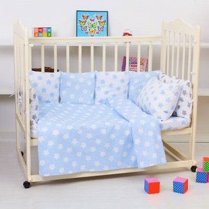 Комплект в кроватку для мальчика "Прянички" (4 предмета), цвет голубой 10400