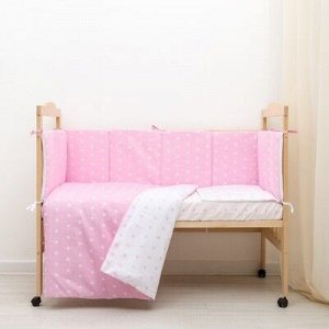 Комплект в кроватку 6 пр. "Ноченька" (борт из 4-х частей), цвет розовый, бязь хл100%
