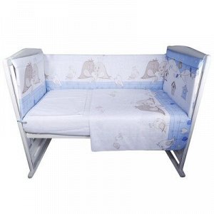 Комплект в кроватку 4 пр. Птички цвет голубой, бязь 120г/м хл100%