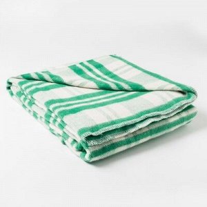 Одеяло байковое, 420 г/м2, 140х205 клетка Мадрид зелёный, 80% хлопок, 20% лавсан