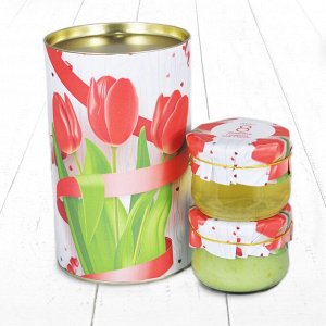 Подарочный Набор Тубус 8 Марта С праздником весны и красоты Тюльпаны с киви и акациевый мёд