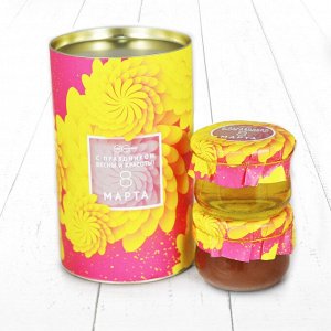 Подарочный Набор Тубус 8 Марта С праздником весны и красоты липовый и дягилевый мёд