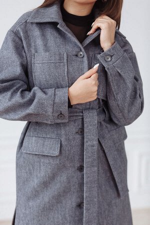 Пальто женское демисезонное 22107  (серый)