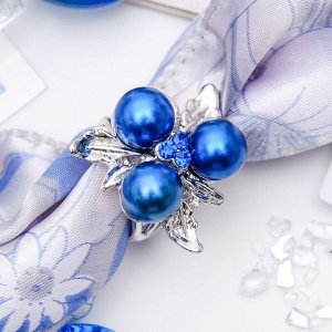 Кольцо для платка "Черничка", цвет синий в серебре