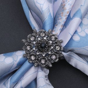 Кольцо для платка "Искра", цвет серый в чернёном серебре